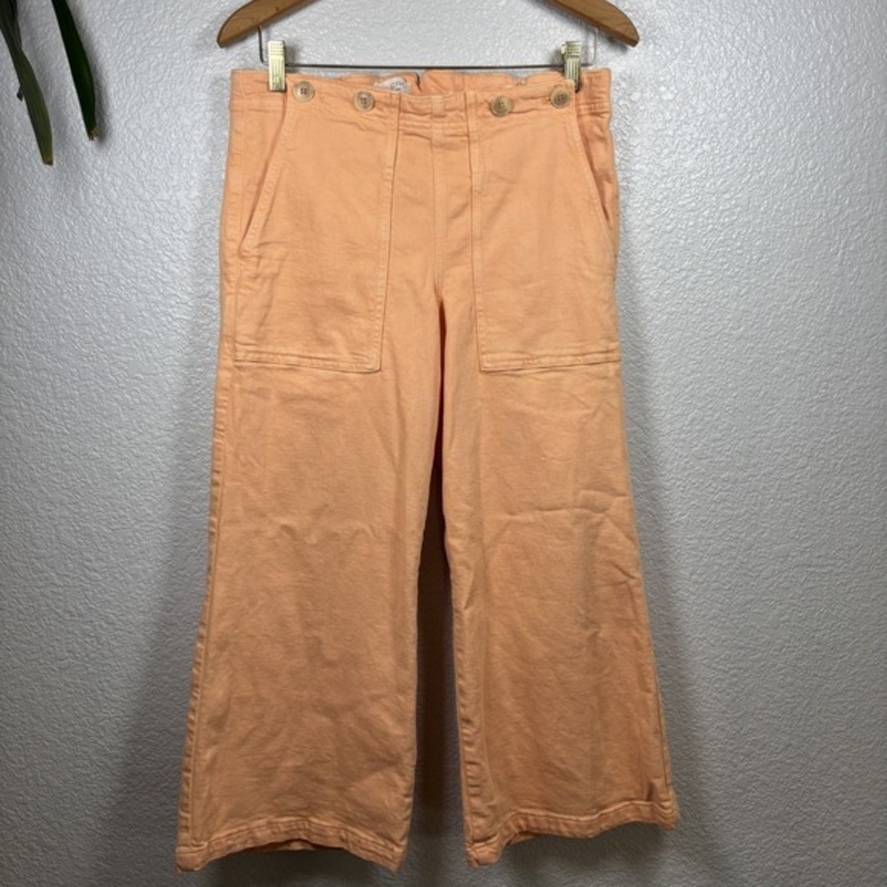 Anthropologie Pilcro The Kit Cropped Wide-Leg Trouser Jeans Sz 30 Color: Peach